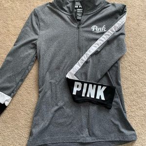 Victorias Secret PINK gray and black workout shirt size S